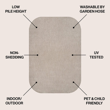 Miles Modern Minimalist Radius Corner Solid Indoor/Outdoor Area Rug